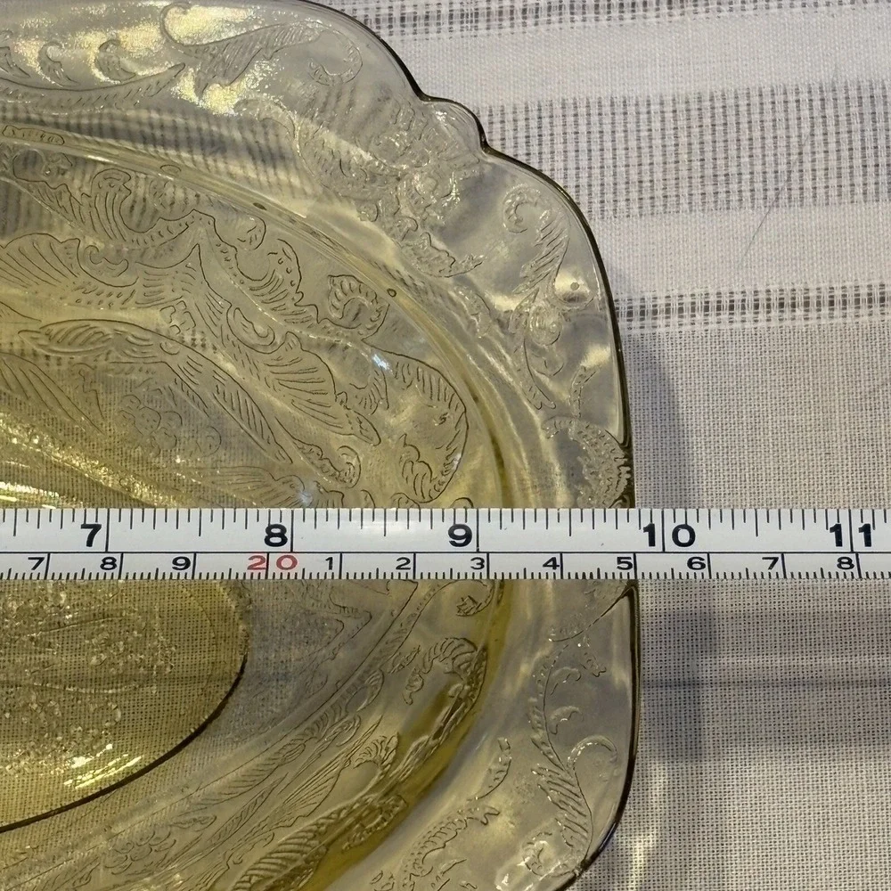 VTG Federal Madrid Amber Depression 4 pc Set Platter Serving Bowl‎ Creamer Sugar